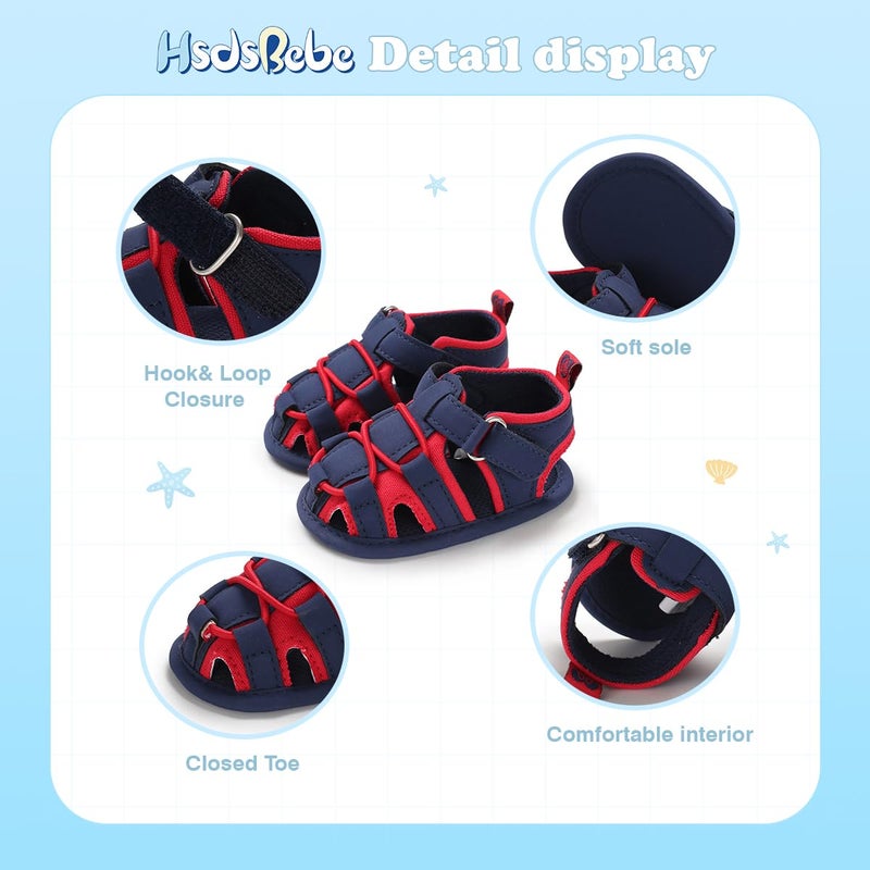 HsdsBebe Infant Baby Boys Girls Summer Beach Sandals Breathable Athletic Anti-slip Soft Sole Newborn First Walker Crib Shoes - Image 5